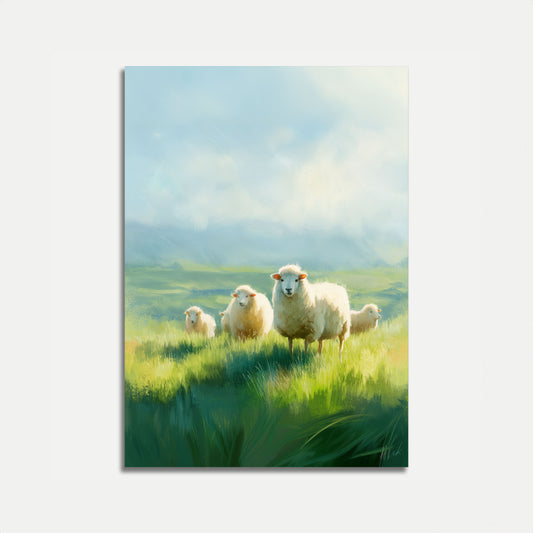 Póster de Ovejas Pacíficas en el Pasto