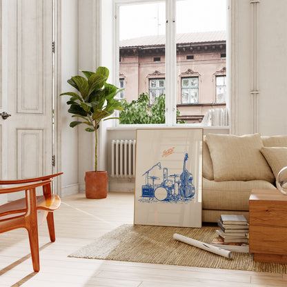 Blue Jazz Instruments Poster