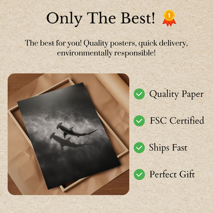 Hammerhead Sharks Ocean Depths Poster