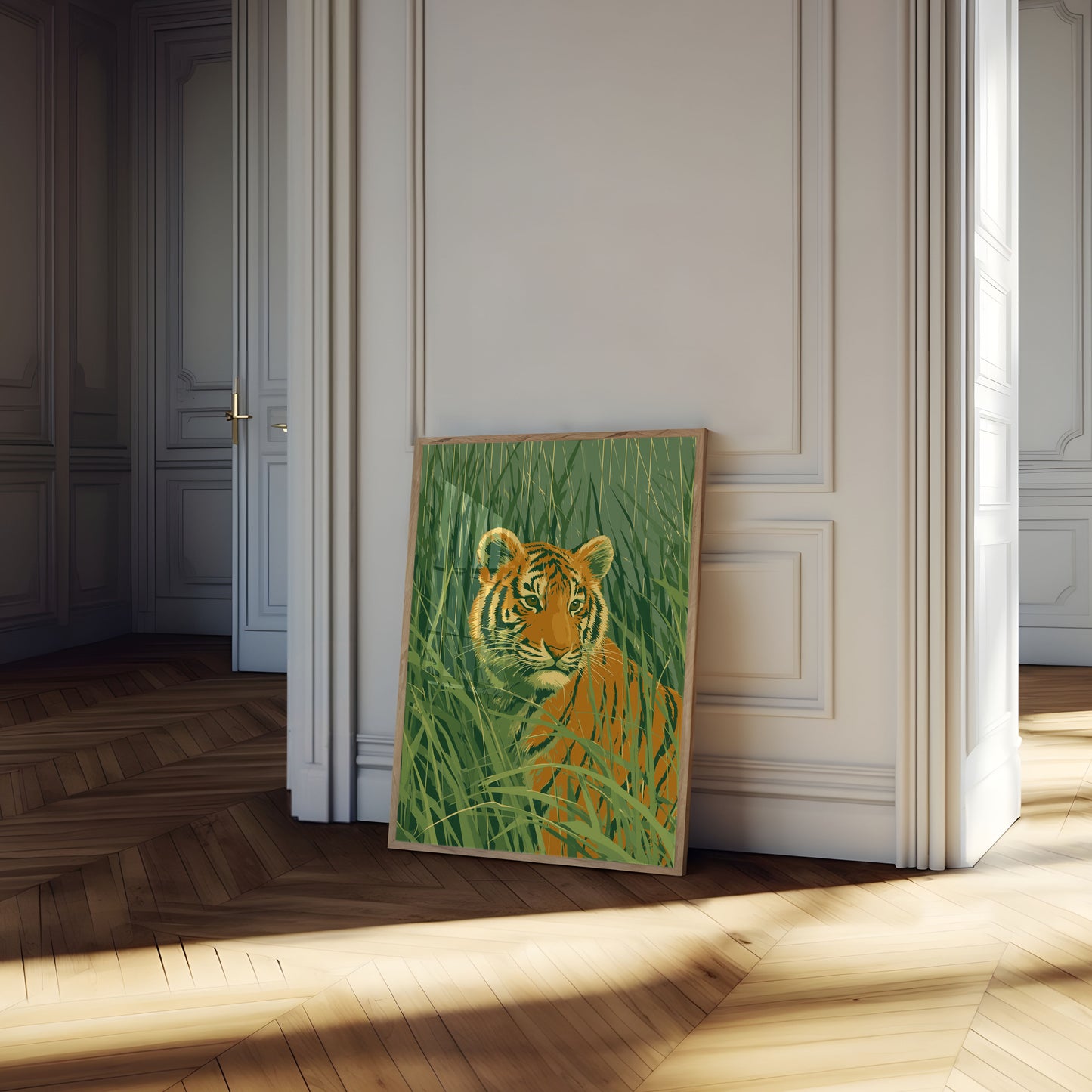 Tijger in Hoog Gras Poster