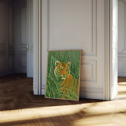 Tijger in Hoog Gras Poster