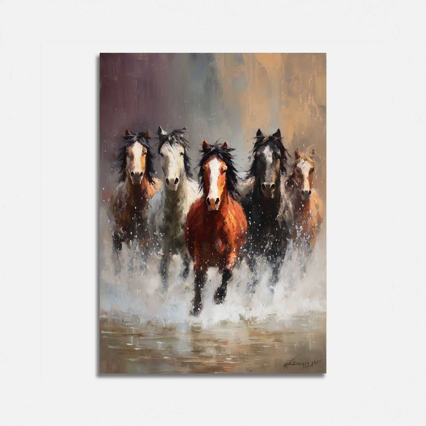 Poster di Cavalli che Corrono nella Neve