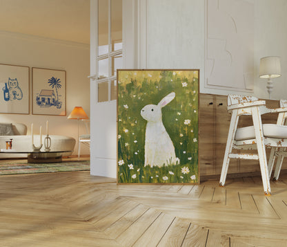 White Rabbit in Daisy Field Poster
