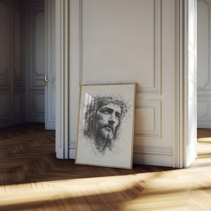 Póster de boceto del sufrimiento divino