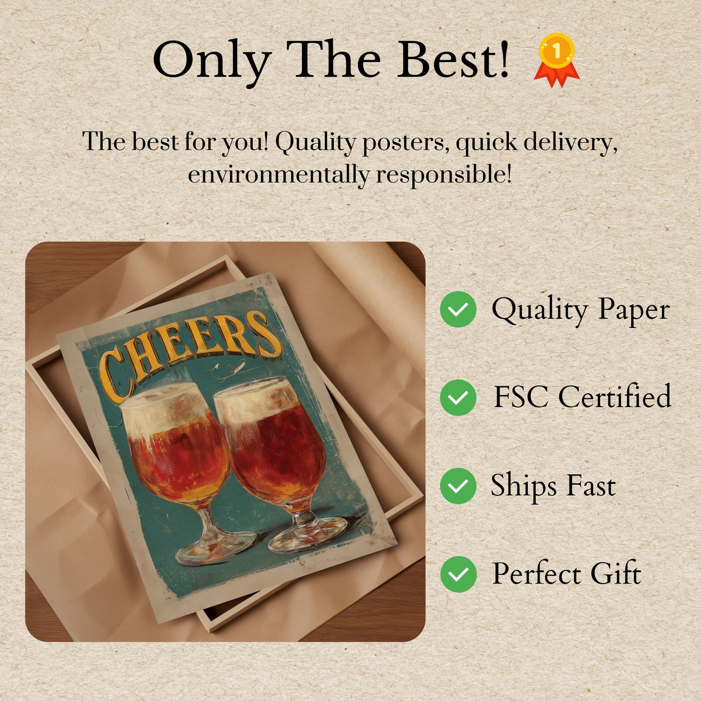 Vintage Cheers Beer Glasses Poster