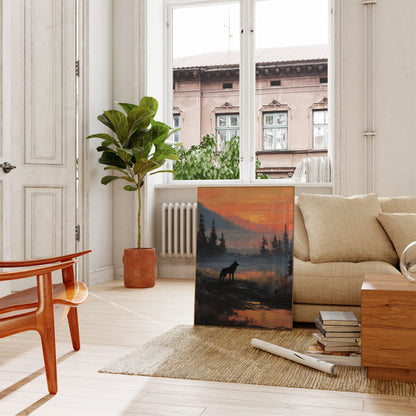 Lone Wolf Wilderness Sunset Poster