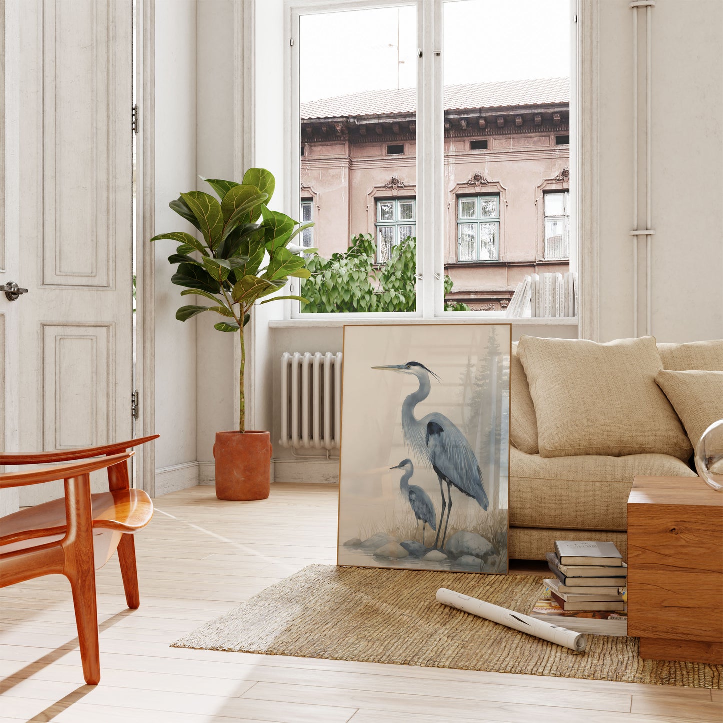 Misty Herons in Nature Poster