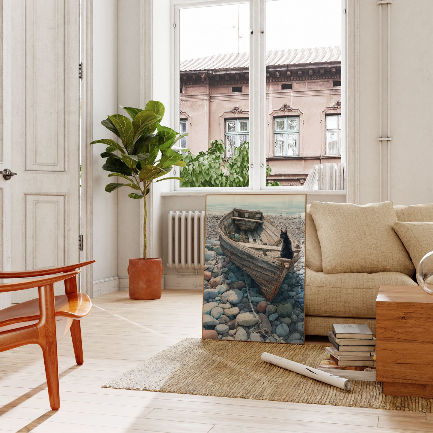 Affiche Chat Noir sur Bateau Abandonné