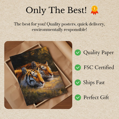 Twee Tijgers in Gouden Licht Poster