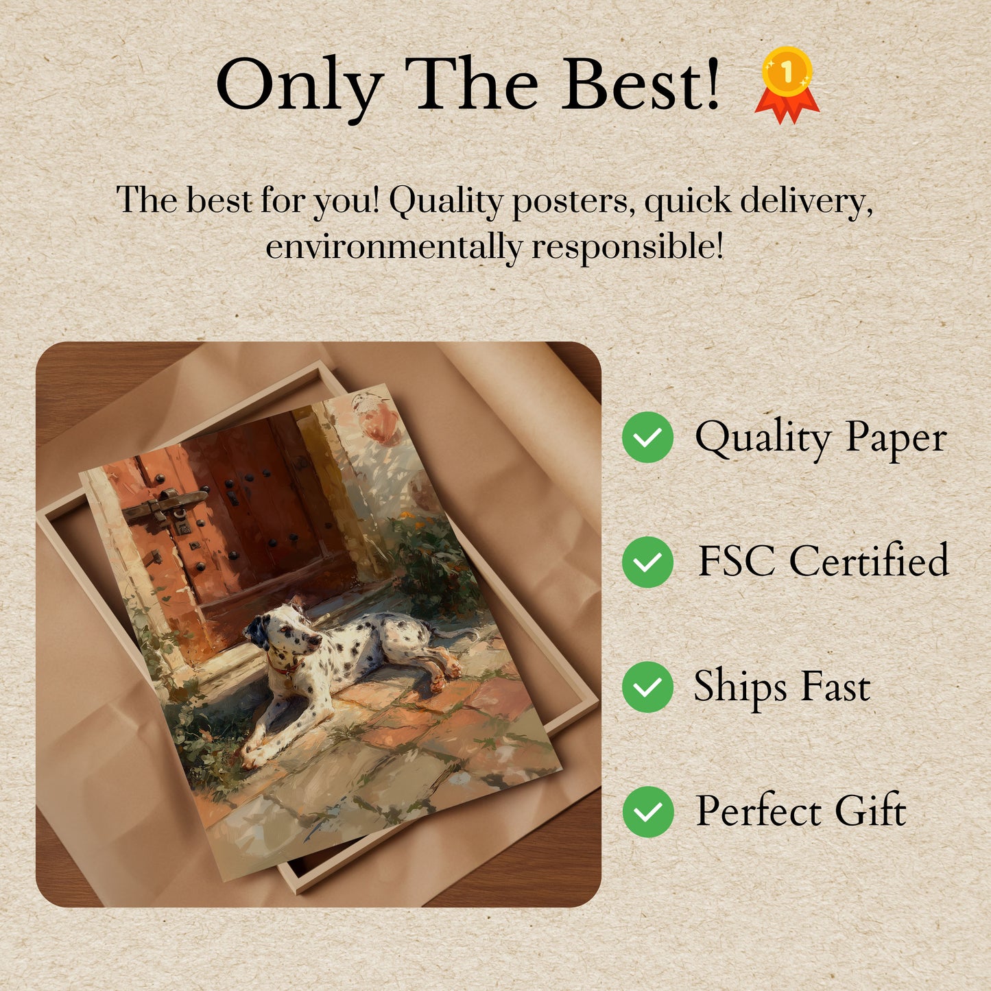 Póster de puerta dálmata iluminada por el sol