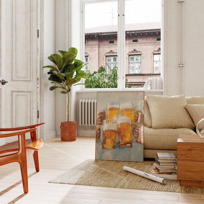 Golden Beer Toast Celebration Poster