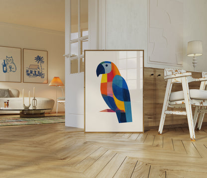 Colorful Geometric Parrot Poster