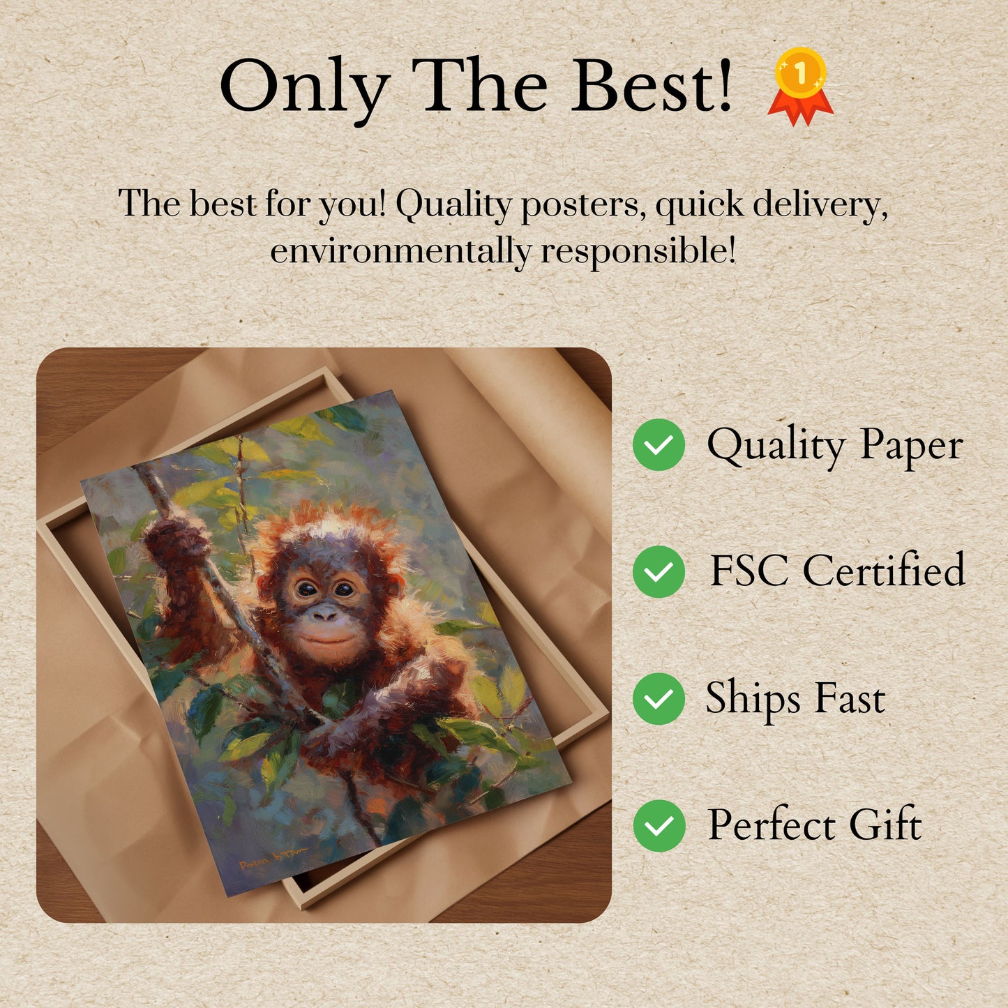 Jonge Orang-oetan in Jungle Poster