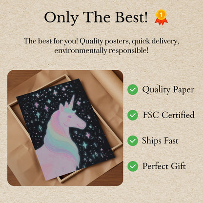 Starry Magical Unicorn Poster