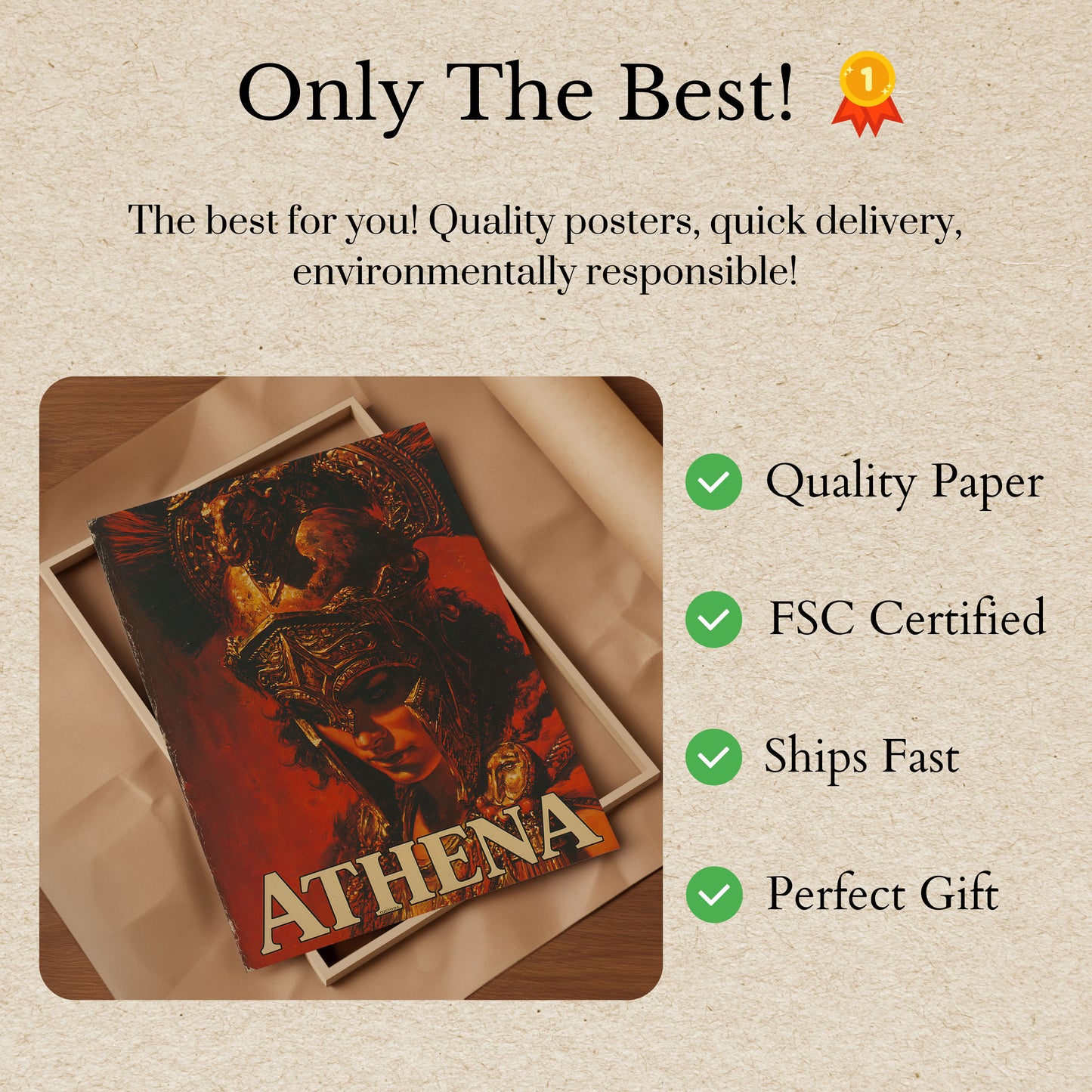 Goddess Athena Golden Warrior Poster