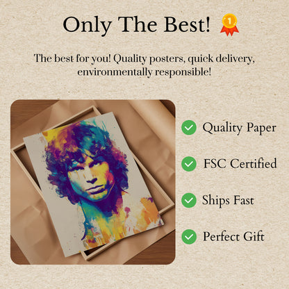 Kunstzinnige Poster van Jim Morrison in Levendige Kleuren
