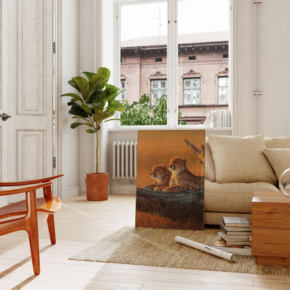 Cheetahs in Golden Savanna Poster