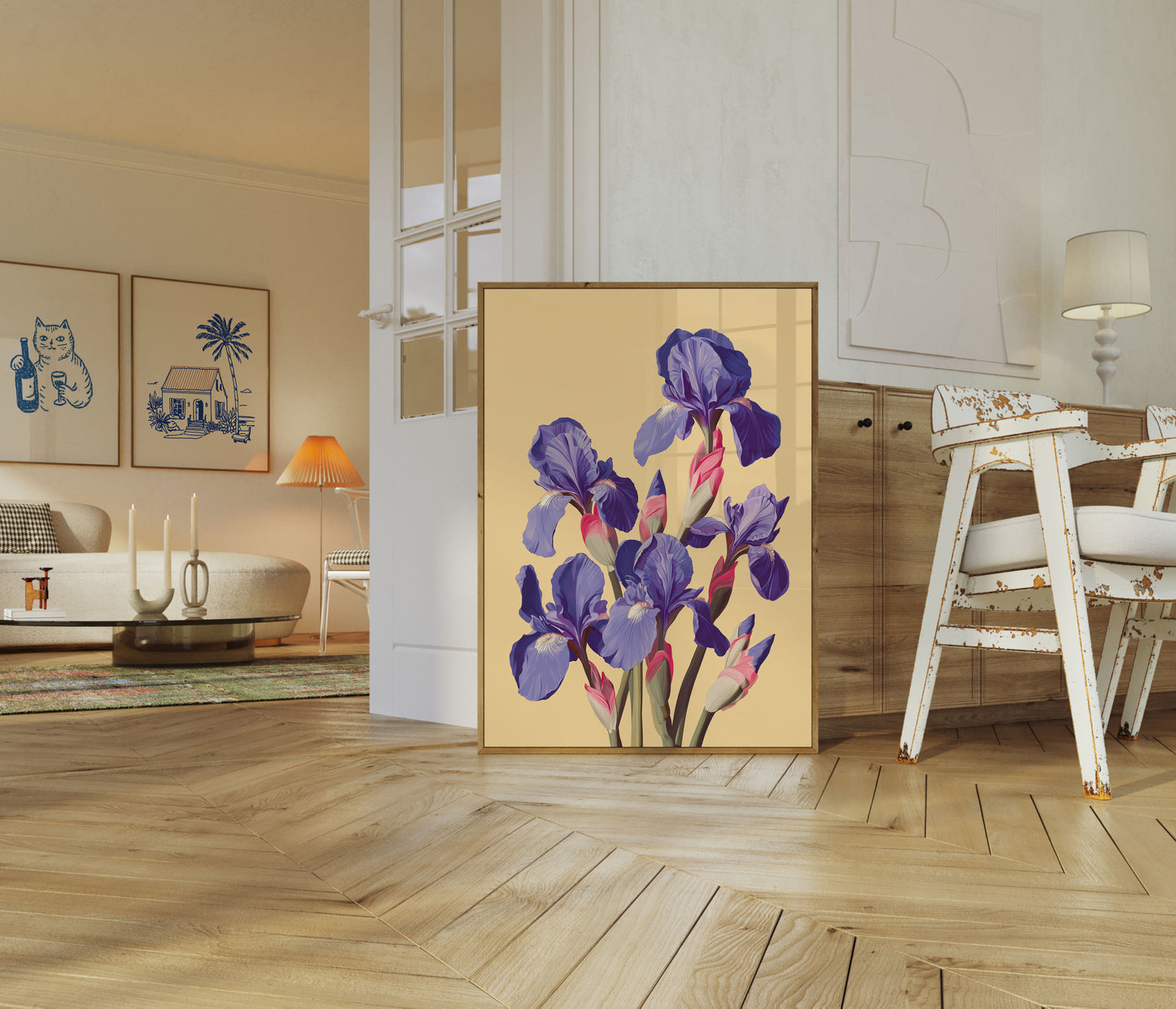 Vibrant Blue Iris Botanical Poster