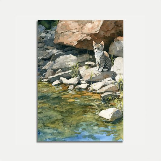 Tabby-kat ved bækken plakat