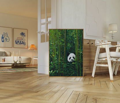 Póster de panda del bosque de bambú