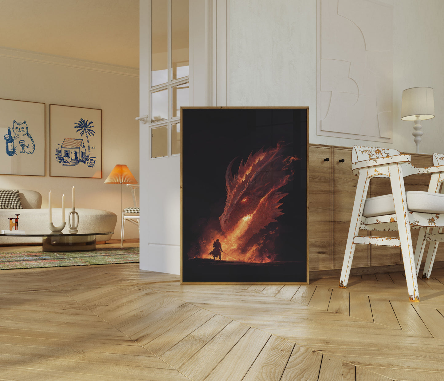 Fiery Dragon Battle Poster