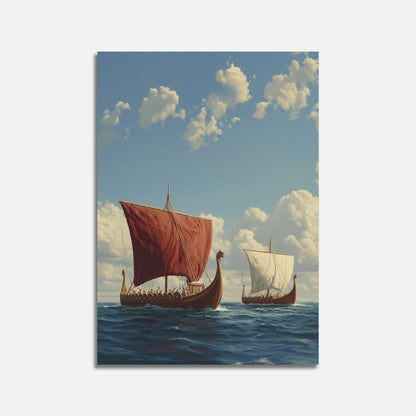 Viking Longships on Azure Waters Poster