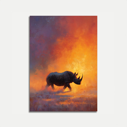 Nashorn in goldenen Flammen Poster