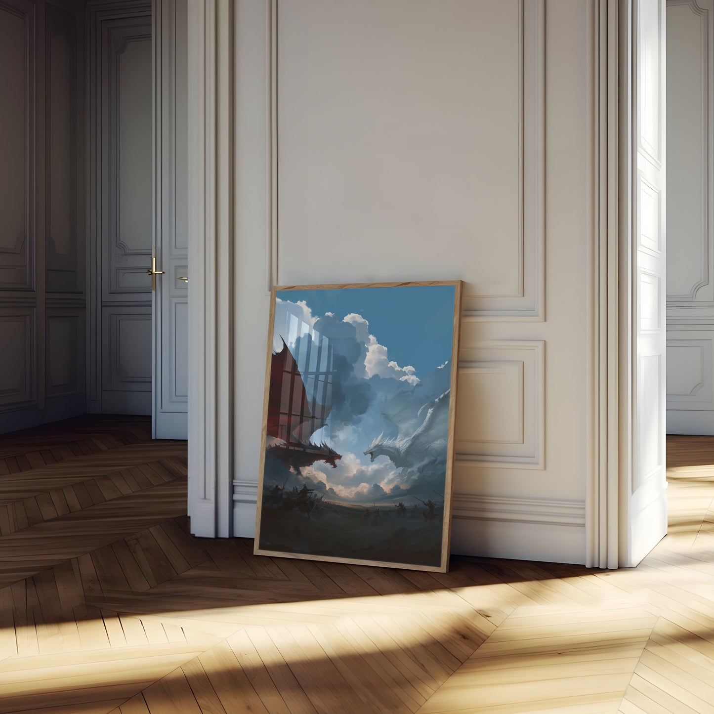 Epic Dragon Battle Sky Poster