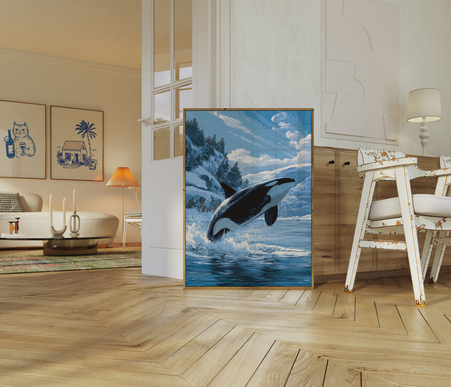 Majestic Orca Mountain Leap Poster