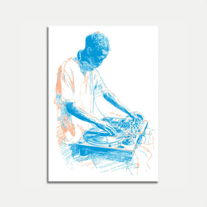 Turntable DJ Sketch Art Poster
