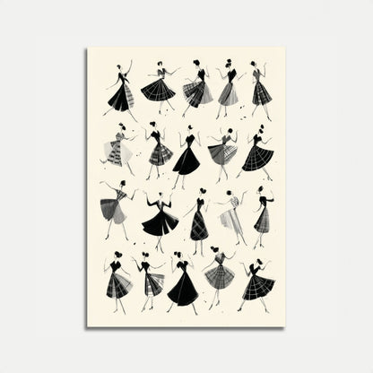 Dansende Divaer Sort-Hvid Plakat