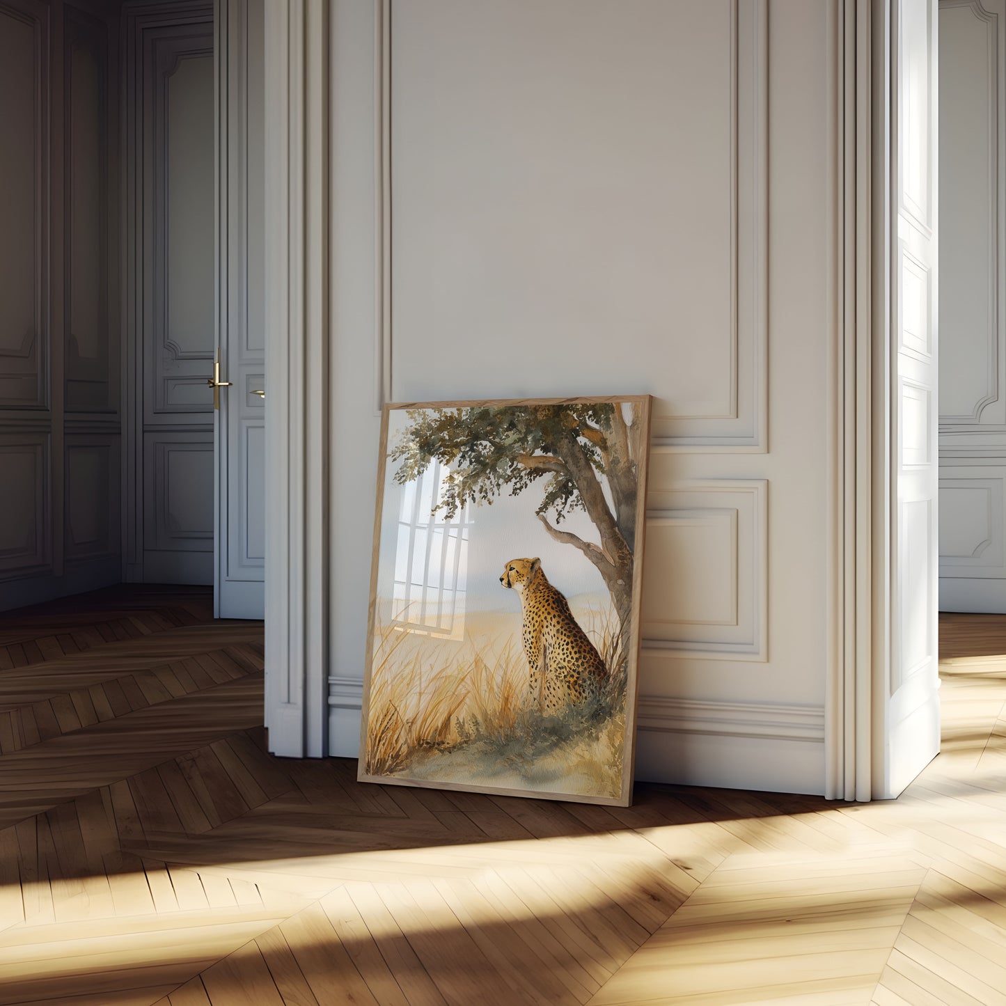 Póster de guepardo de la sabana africana