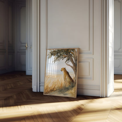 Póster de guepardo de la sabana africana