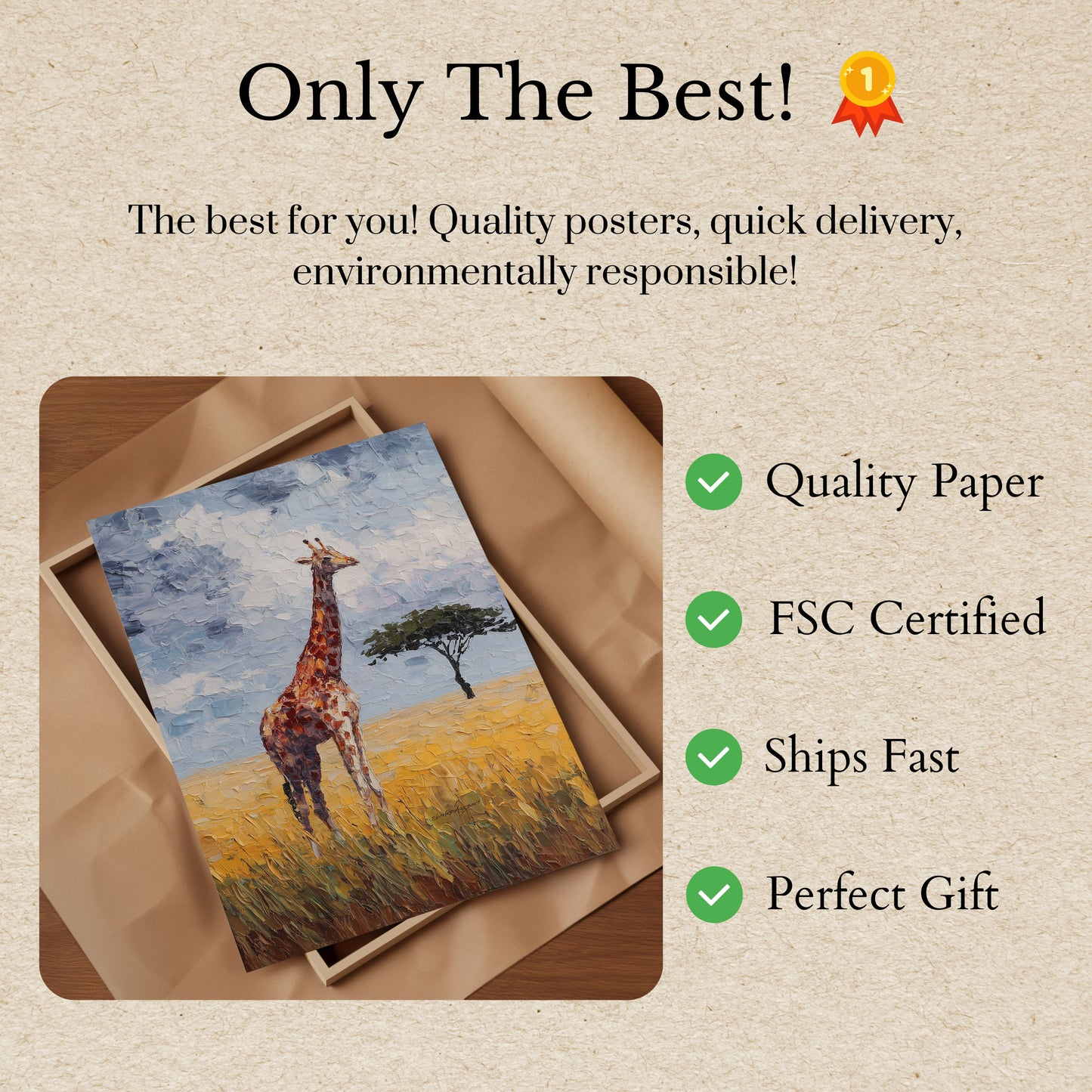 Póster de la majestuosa jirafa de la sabana