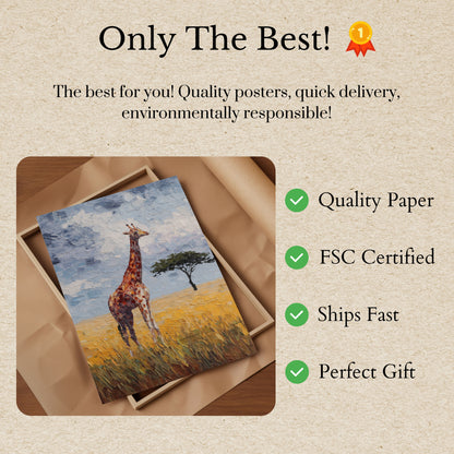 Póster de la majestuosa jirafa de la sabana