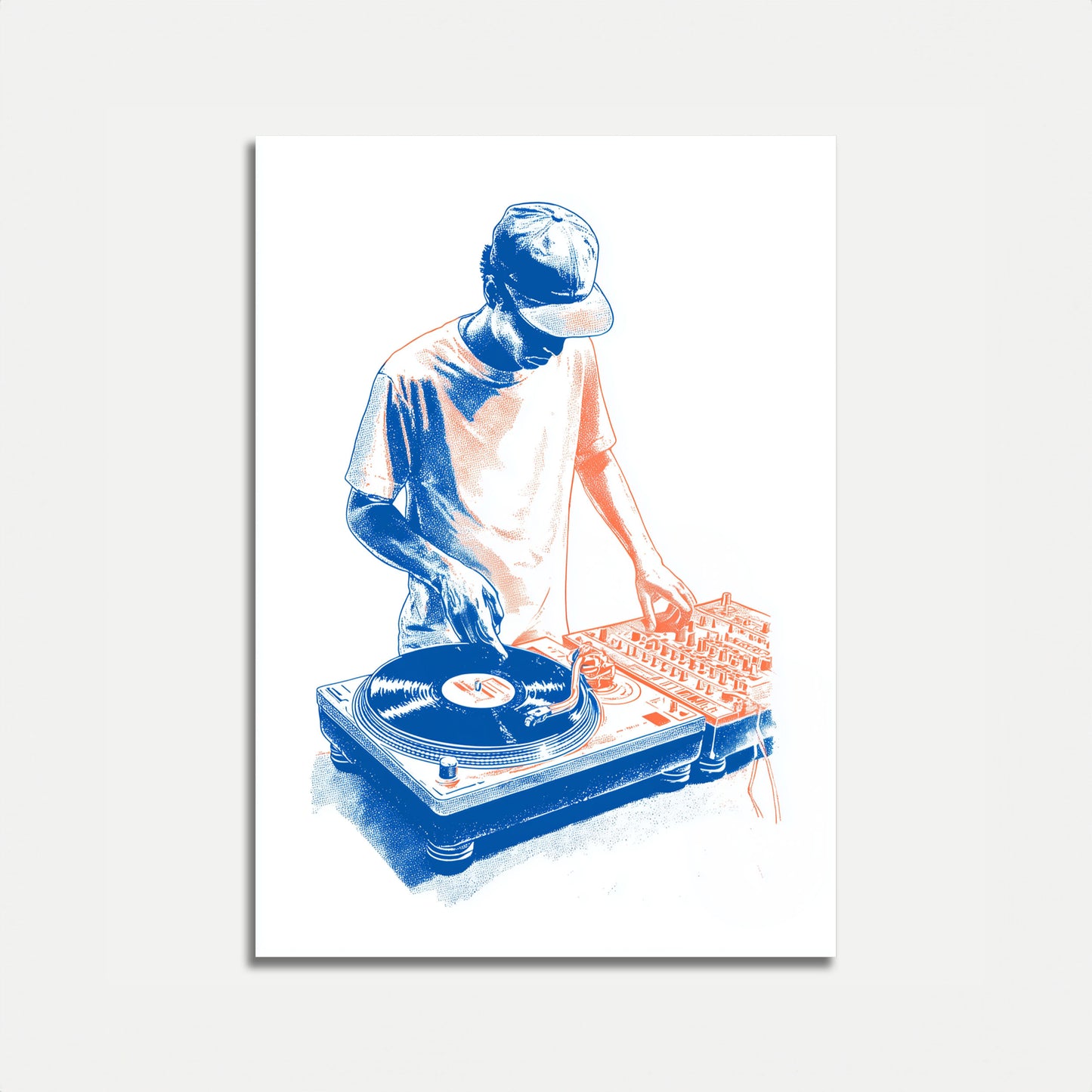 Retro DJ Turntable Art Poster