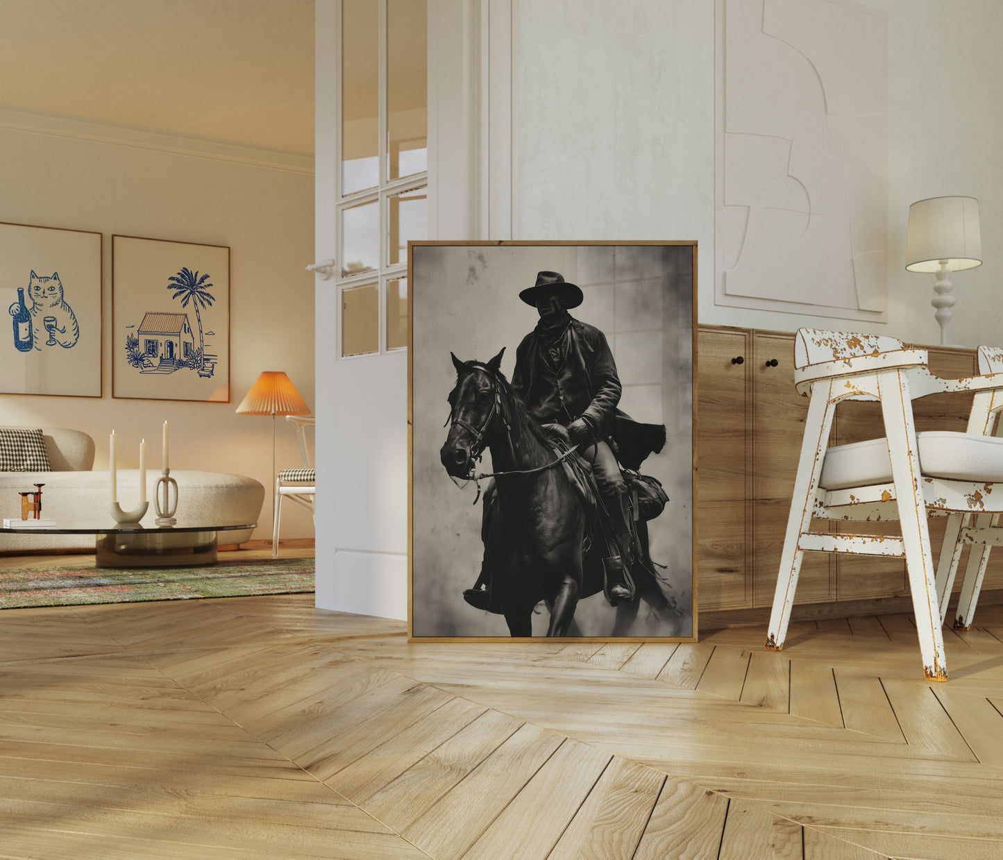 Ensam Ryttare Western Cowboy Affisch