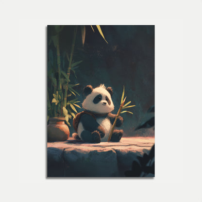 Póster de panda del bosque de bambú