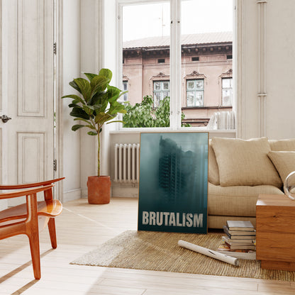 Brutalist Tower in Mist Poster