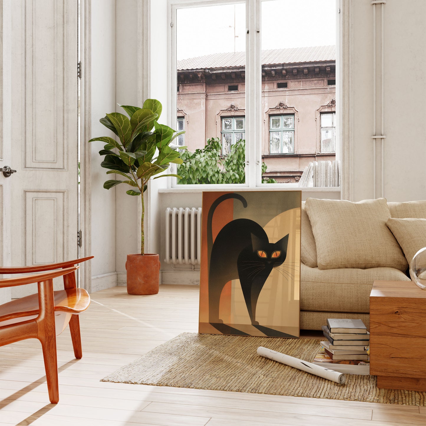 Geometric Black Cat Poster