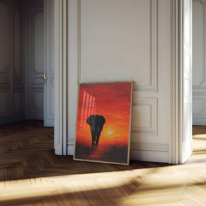 Affiche Éléphant au Coucher de Soleil Africain