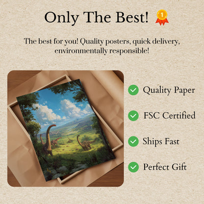 Póster de dinosaurios de paisaje prehistórico