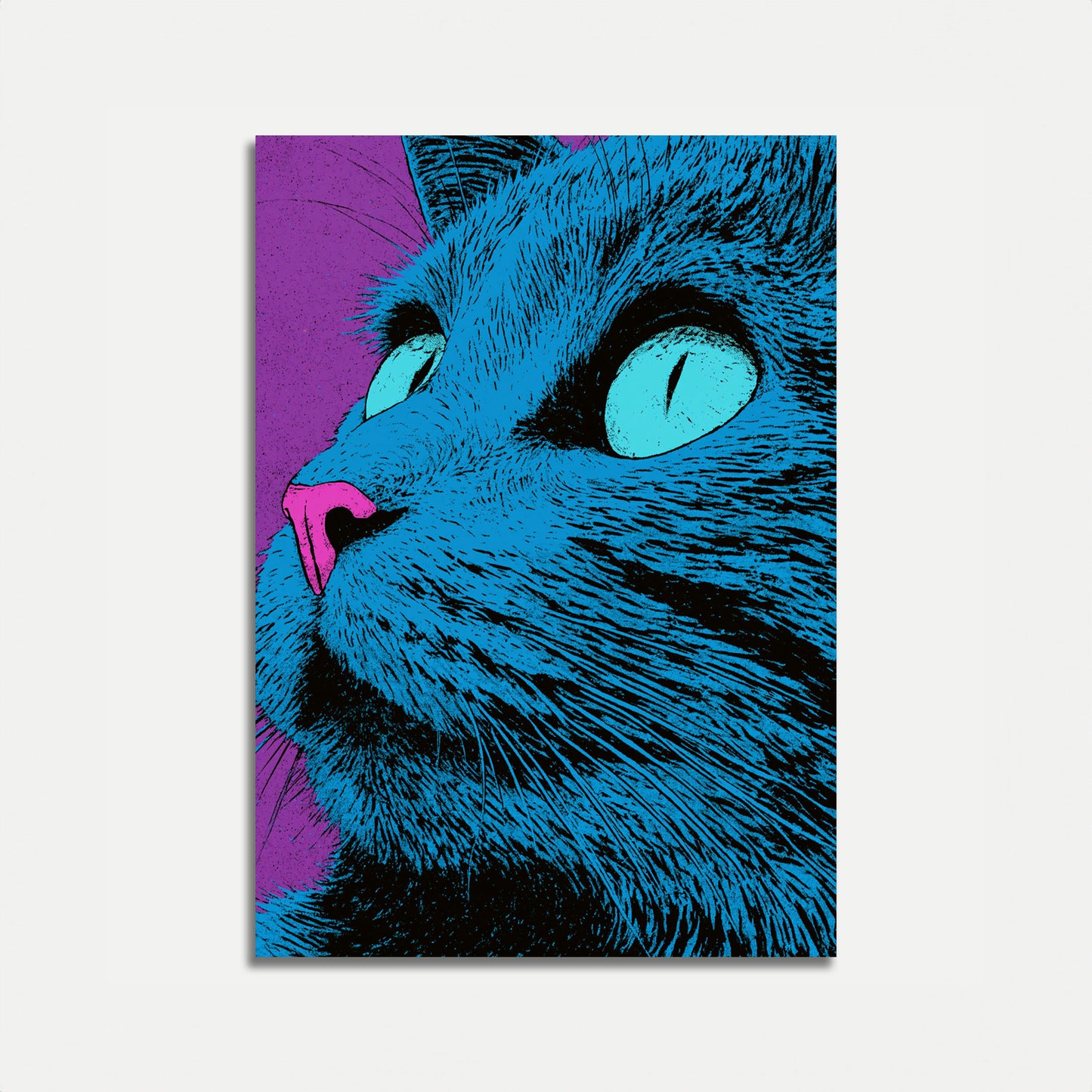 Blue Cat Pop Art Poster
