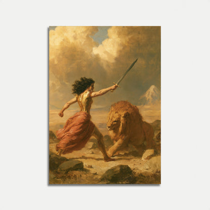Póster de Mujer Guerrera y León