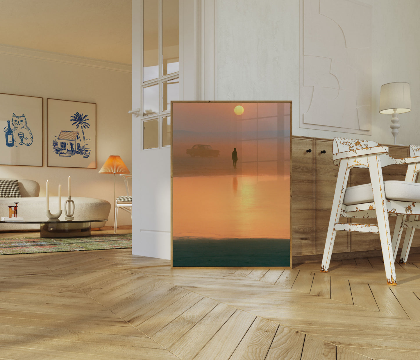 Solitary Figure Desert Landscape Poster