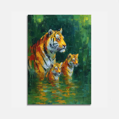Tigeerfamilie in Water Poster