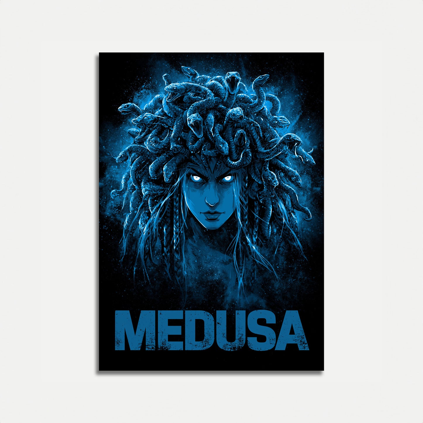Medusa Mythological Blue Poster