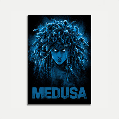 Medusa Mythological Blue Poster