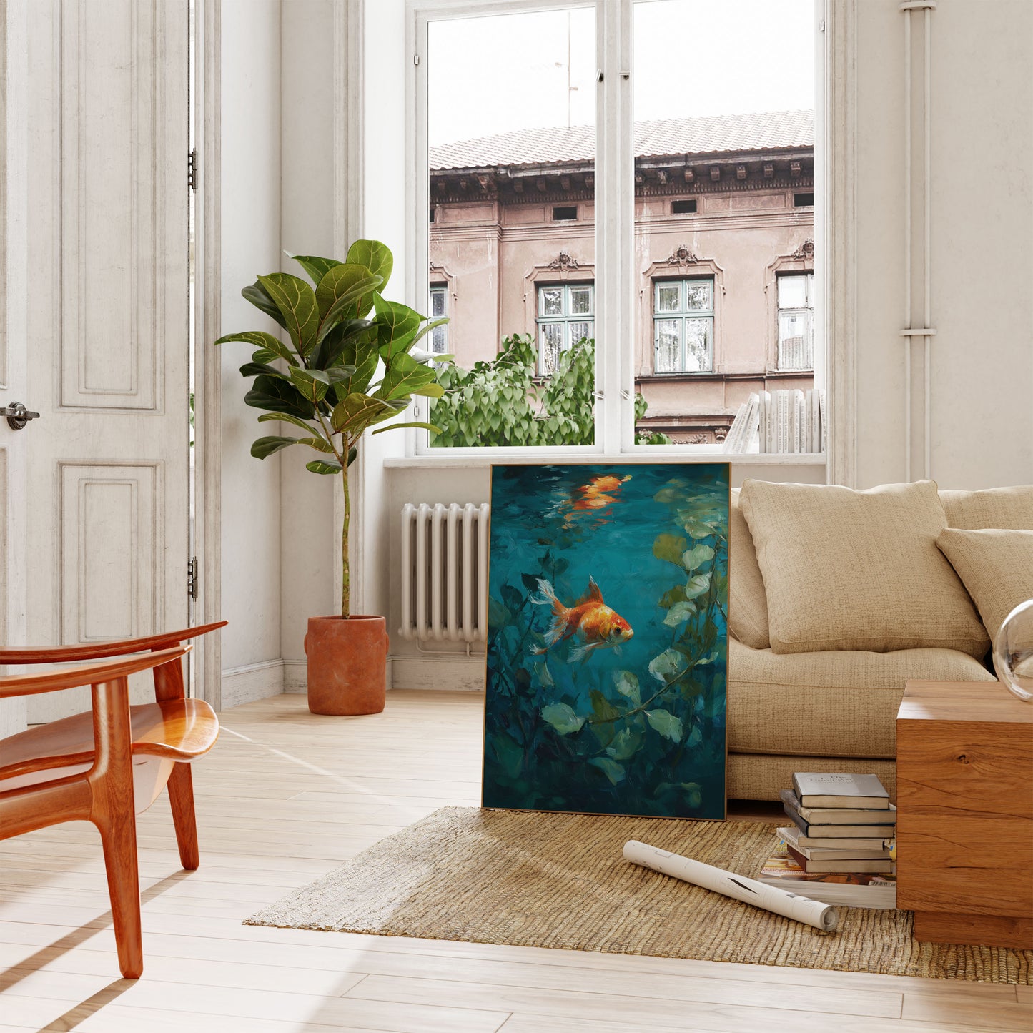 Golden Goldfish Underwater Poster