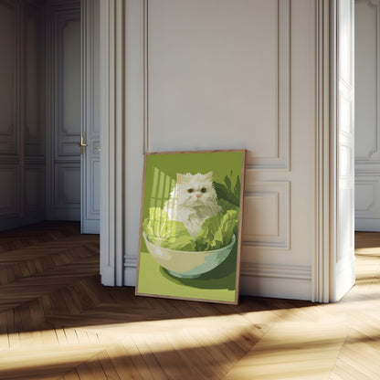Pluizige Kat in Slakom Poster